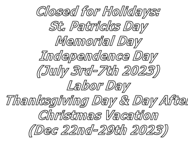 2023 Holiday Hours